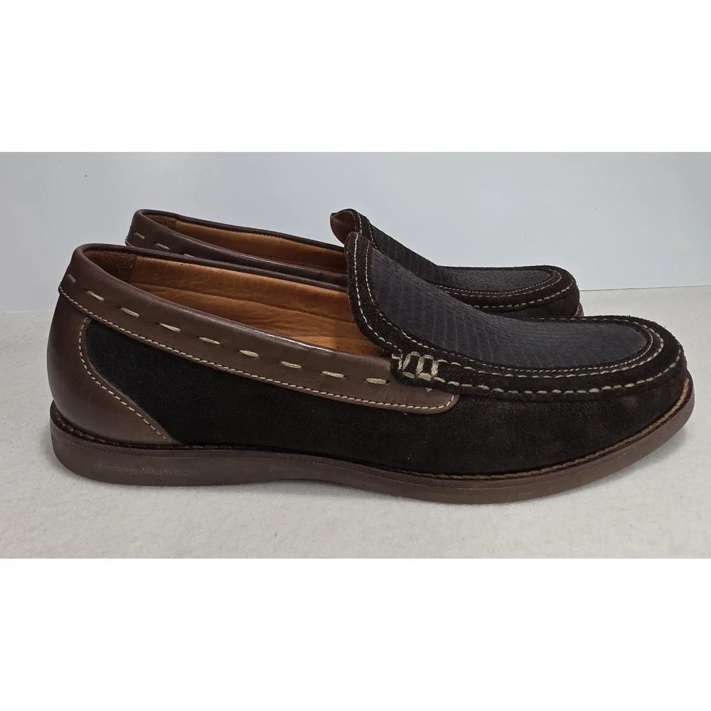 Tommy Bahama Mens Loafers 10 M‎ Brown Woven Suede Leather Slip Ons LIMITED USE